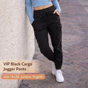 VIP Black Cargo Jogger Pants size 13x30 juniors 13
